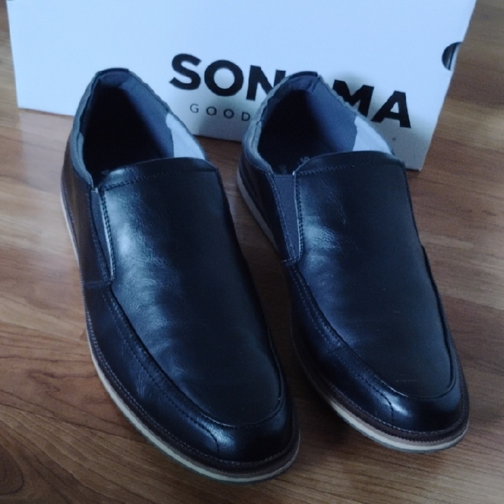 Sonoma Men's Black Leather Slip-On Shoes